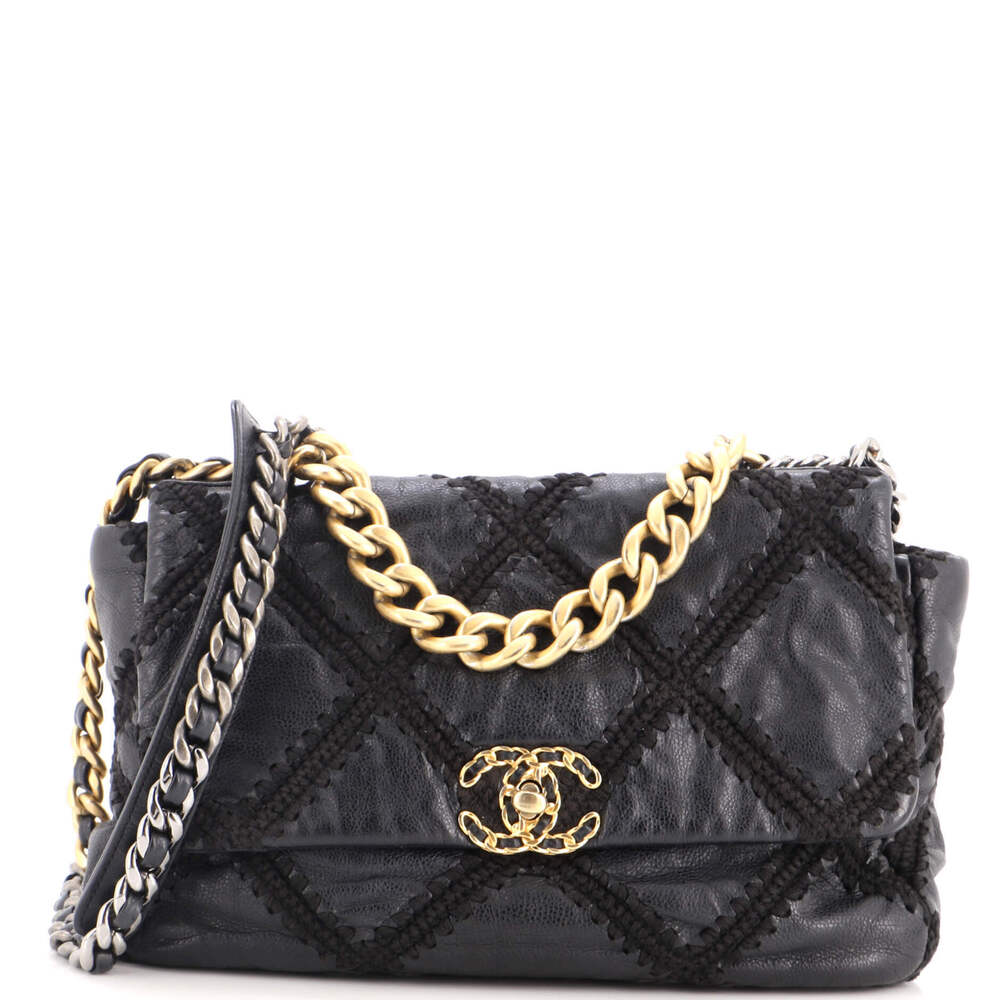 Chanel Large 19 Flap Bag Crochet Quilted Calfskin